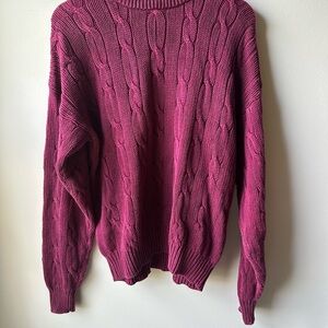 Cambridge Classic Cable Knit Sweater in Rich Burgundy